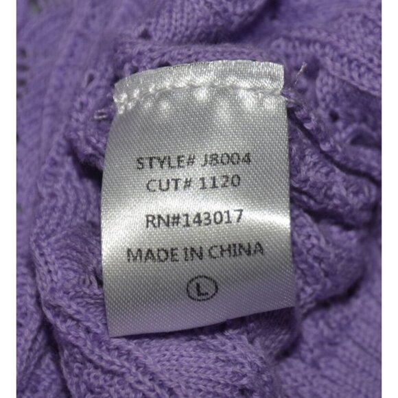 Time After Time Purple Sleeves Crochet Vest Crystal Button Front Size L Granny - Picture 9 of 11